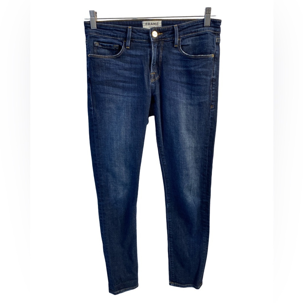Frame Denim Le Garçon Dark Wash Faded Look Denim Jeans Size 26 Has Stretch